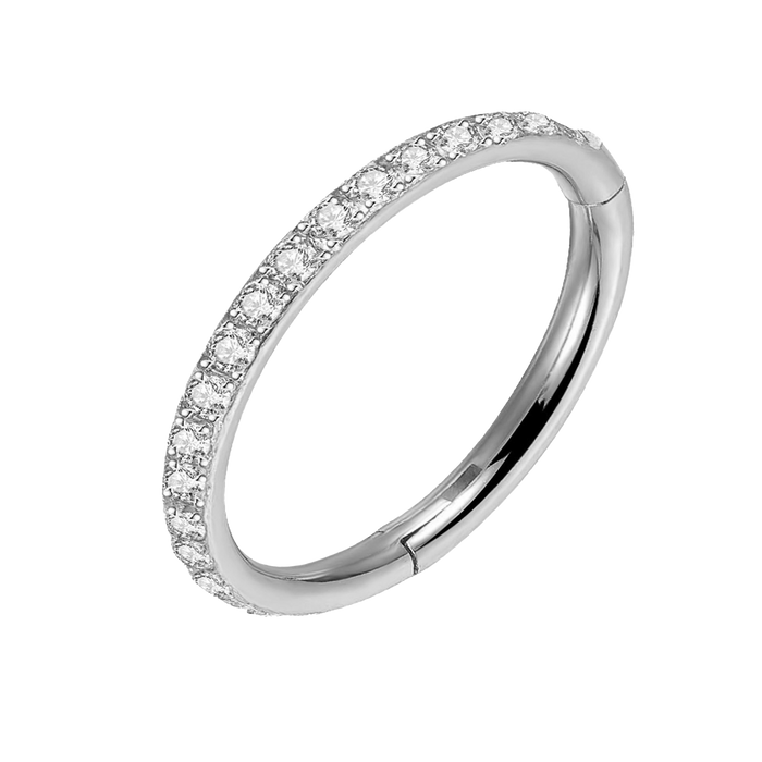 16g Silver CZ Outer Titanium Hinged Ring