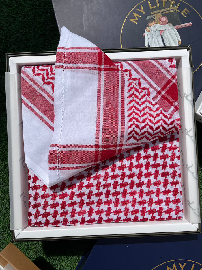 Unisex Red & White Shemagh Keffiyeh Scarf - Tabuk