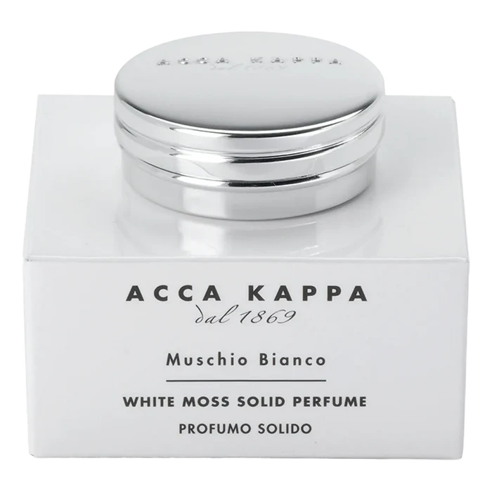 Acca Kappa White Moss fast parfyme i hvit boks med sølvkappe