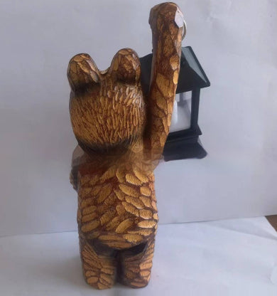 Bear Lamp Wood Carving Resin Garden Bear Decorations Manor Led Ornaments 🇨🇳