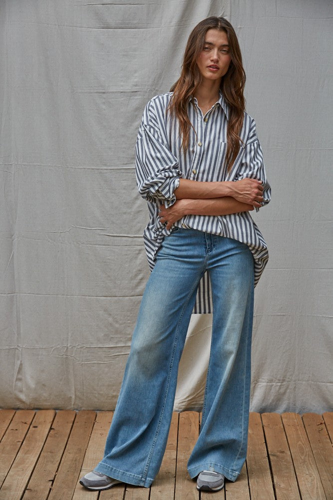 BY TOGETHER - Striped Oversized Shirt
