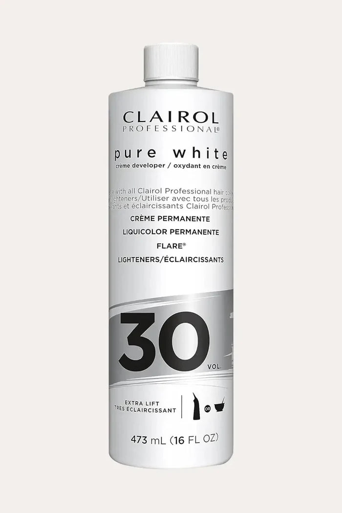 CLAIROL PROFESSIONAL Pure White 30 Vol Crème Developer 473mL – Professional Grade Hair Color oxidant for extra lift, compatible with permanent colour and lighteners, available in Canada