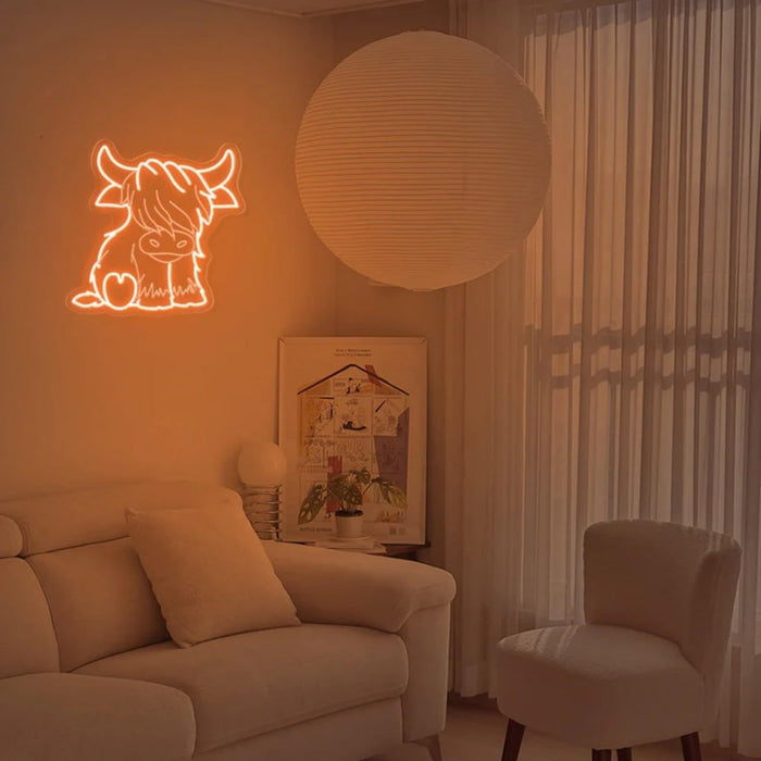 Creative Home LED Highland Cow Luminous Modeling Acrylic Ambience Light 🇨🇳
