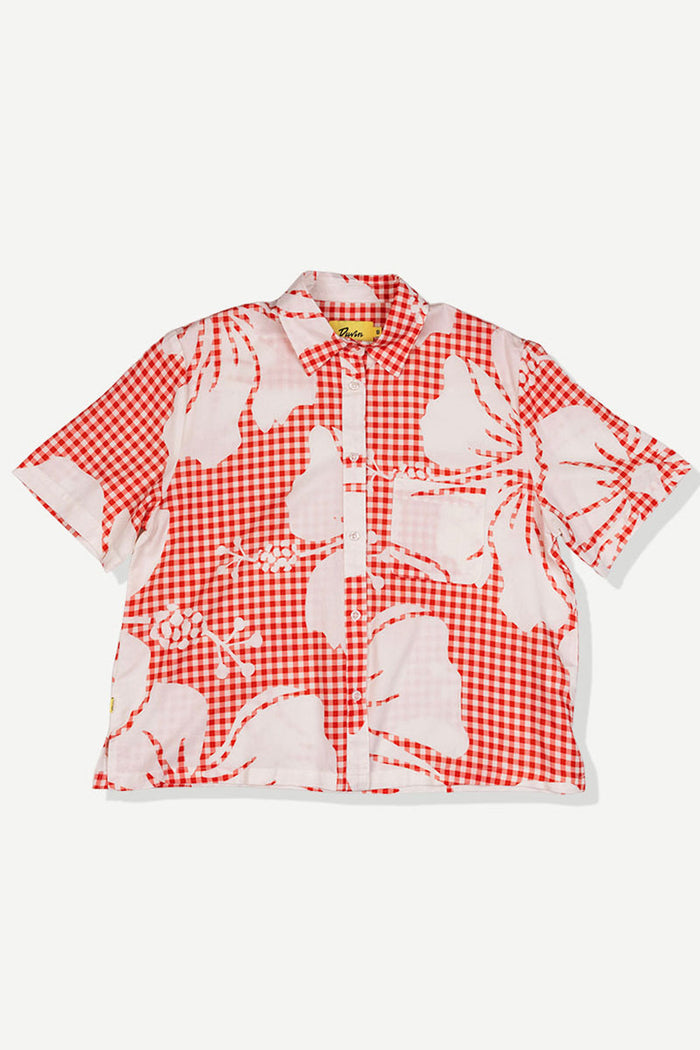 DUVIN Tile Hibiscus Crop Buttonup