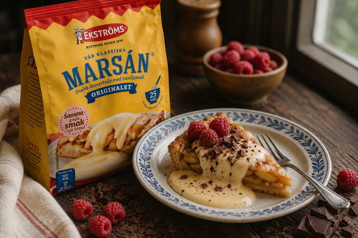 Ekströms Marsán Snabb Dessertsås 25 Portioner 4 × 364g (4 × 12.84 oz) – Authentic Swedish Instant Vanilla Dessert Sauce Mix