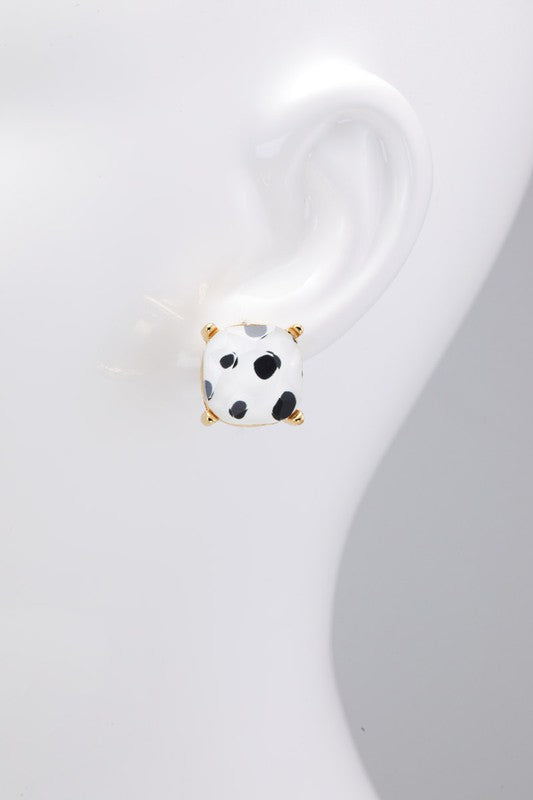Faceted Earring Print Studs