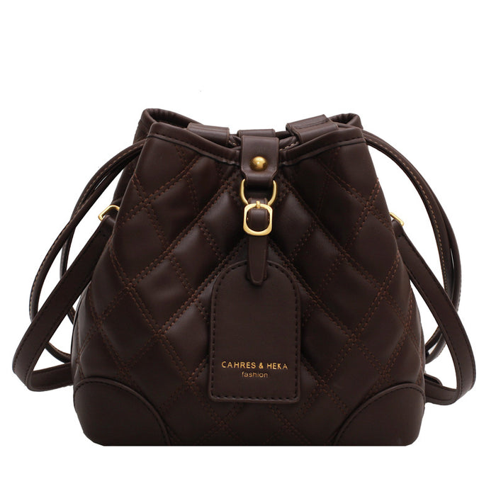 Fashion Rhombus Handbags Korean Style Temperament One-shoulder Bucket Bag