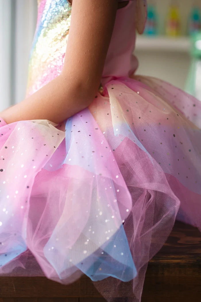 Great Pretenders 2 Pce Rainbow Fairy Dress & Wings 5-6