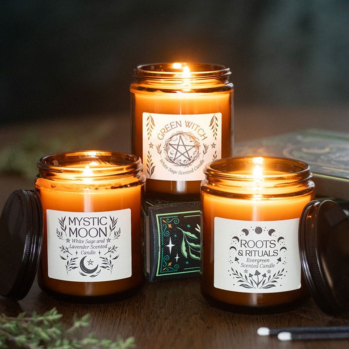 Green Witch White Sage Amber Glass Candle 🇬🇧