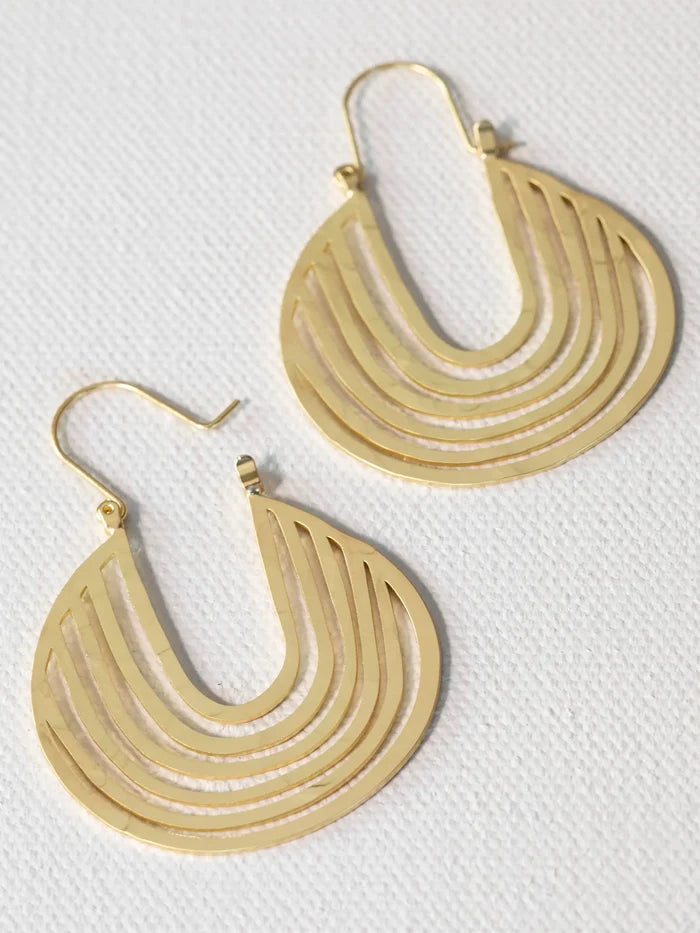 Hammered Gold Hoop Earrings-view 3