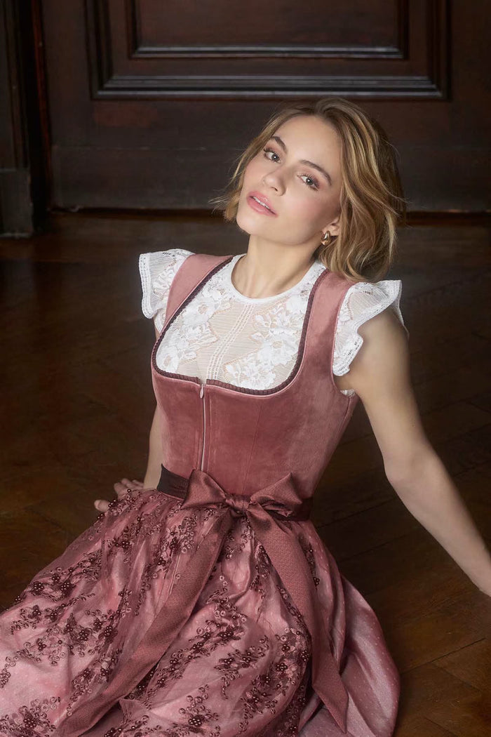Kruger Long Dirndl 2pcs. 70cm "Kaelyn" red