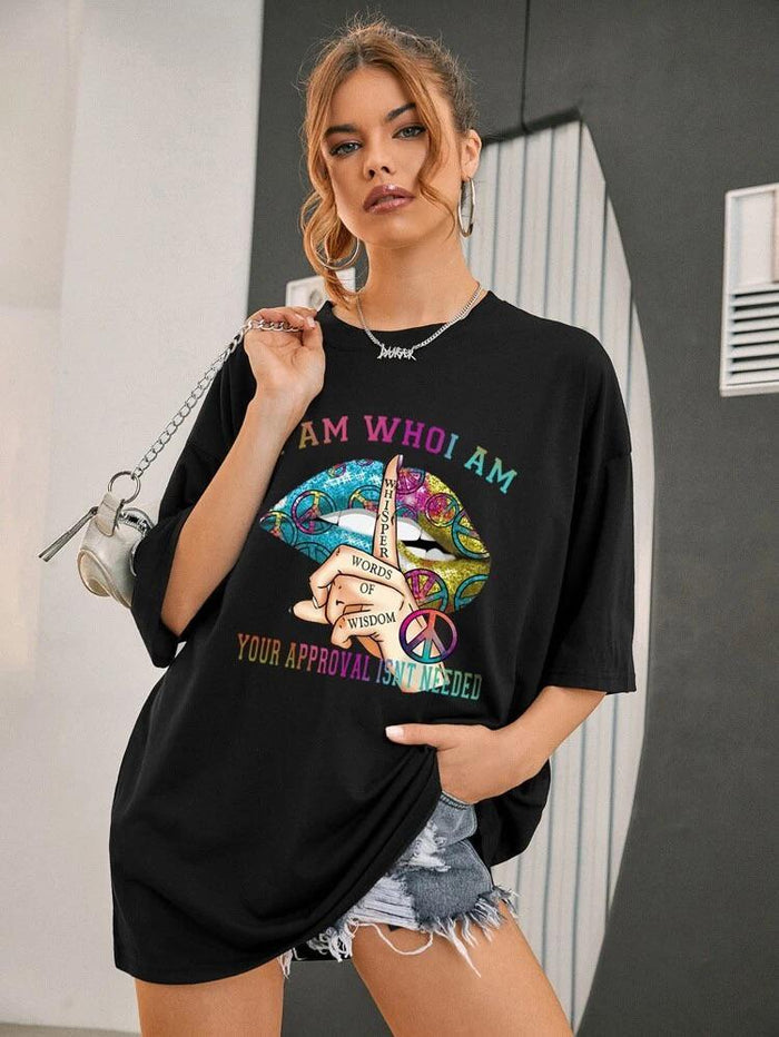 Ladies Oversized Whishper Words of Wisdom Short Sleeves T Shirt Top 🇬🇧