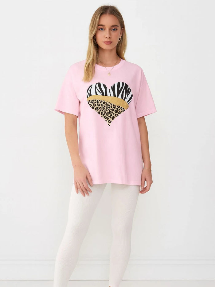 Ladies Tiger/Leopard Heart Oversized T Shirt 🇬🇧
