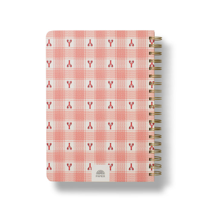 Lobster Gingham Spiral Recipe Journal