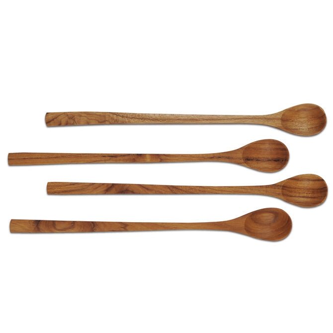 Long Teak Spoons - 8 inch - set of 4