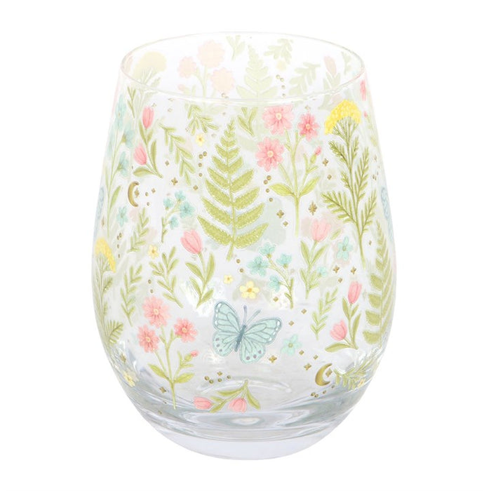 Luna Bloom Floral Print Stemless Glass 🇬🇧
