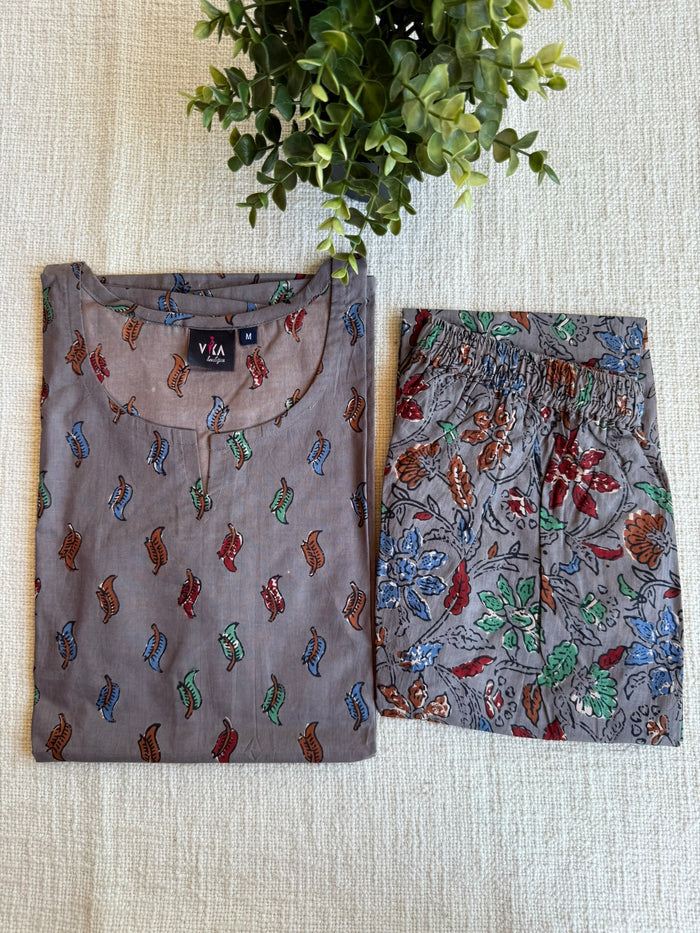 M size printed Co-ord Night suit