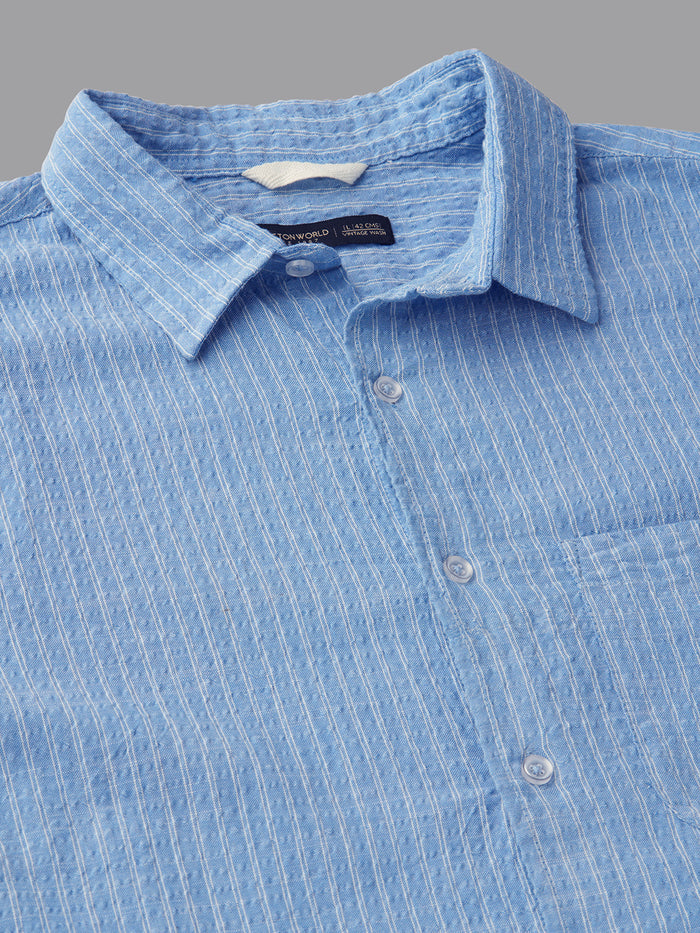 Men's Sky Cotton Viscose Regular Fit Shirt