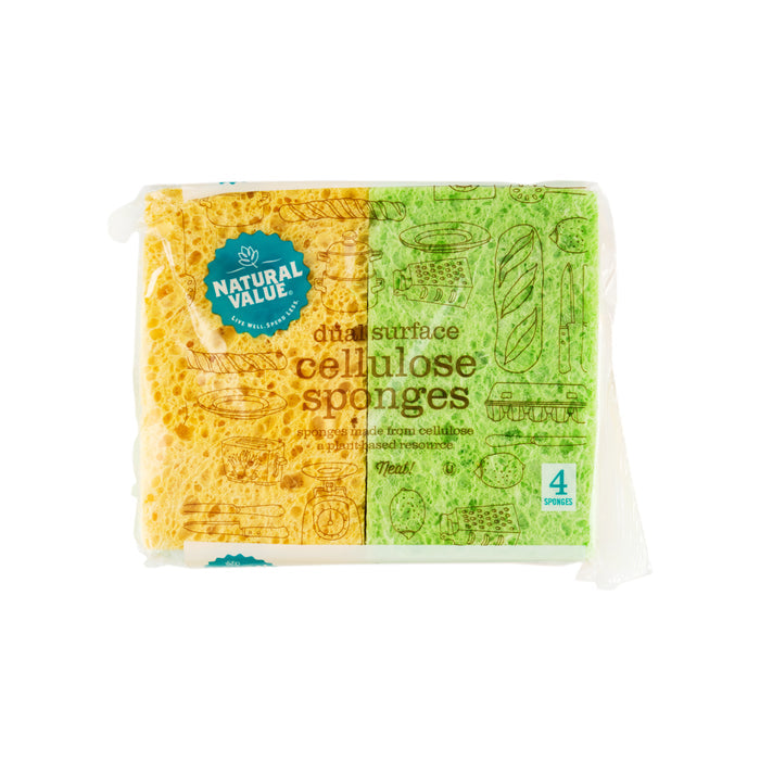 Natural Value Dual Surface Cellulose Sponges 4ct