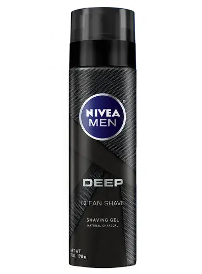 Nivea Men Deep Clean Shave shaving gel bottle on a white background