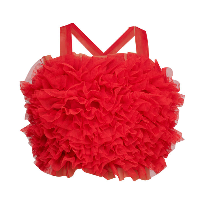 Red Tulle Ruffle Top
