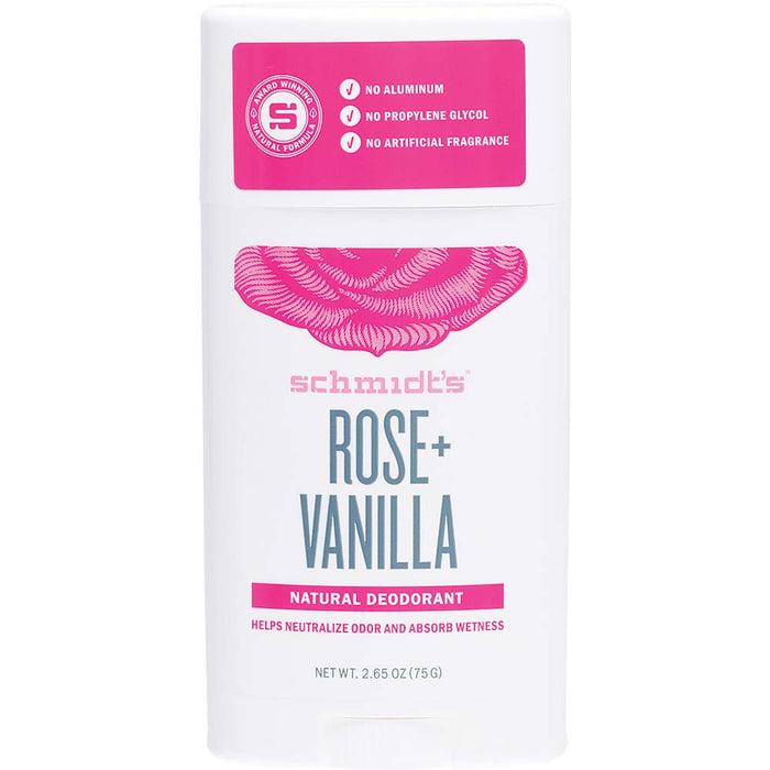 Schmidt's Rose + Vanilla Deodorant Stick - 75g - L'Organic