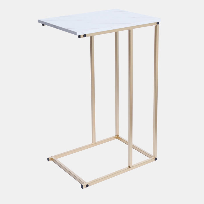 Shape Marble Effect Side Table - Gold/White 🇬🇧