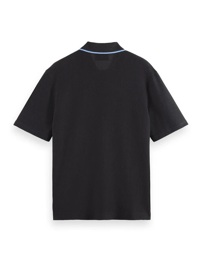 Structured Ribbed Relaxed-Fit Polo Meteorite