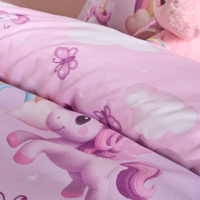 Unicorn Fun Print Duvet Cover Set - Lilac 🇬🇧