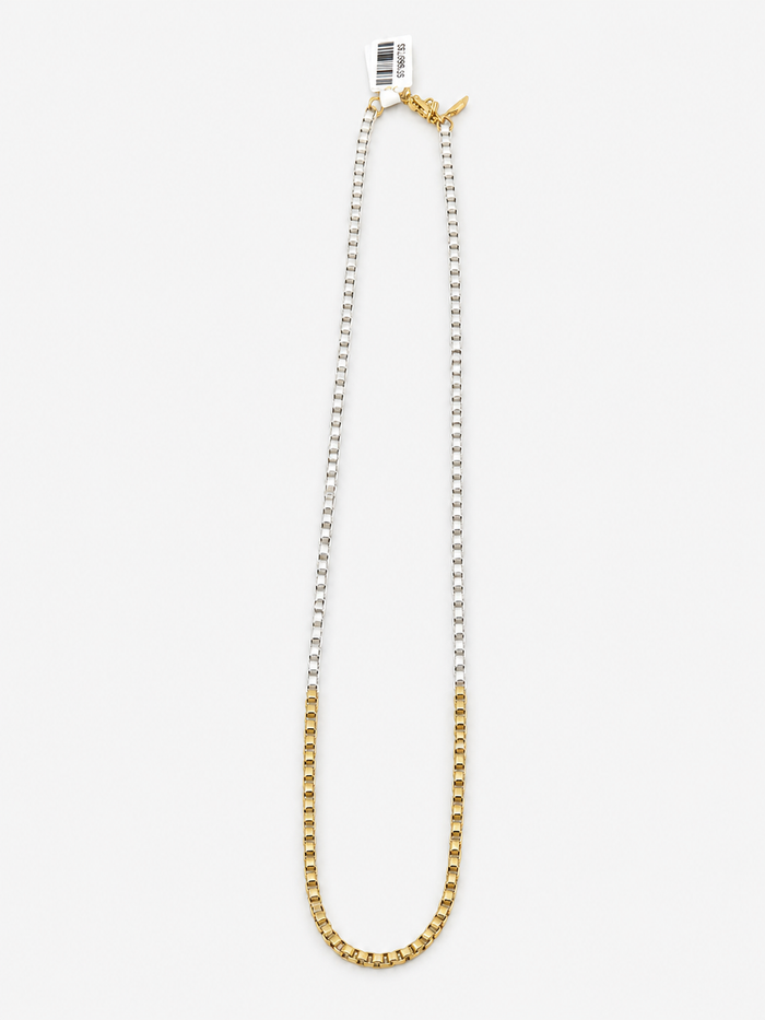 White Enamel Snake Chain & Gold Link Necklace