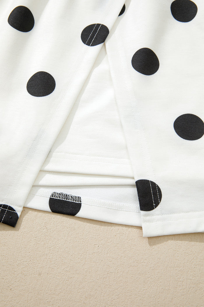 White Plus Size Polka Dot Printed Tank Split Skort 2pcs Outfit 🇺🇸