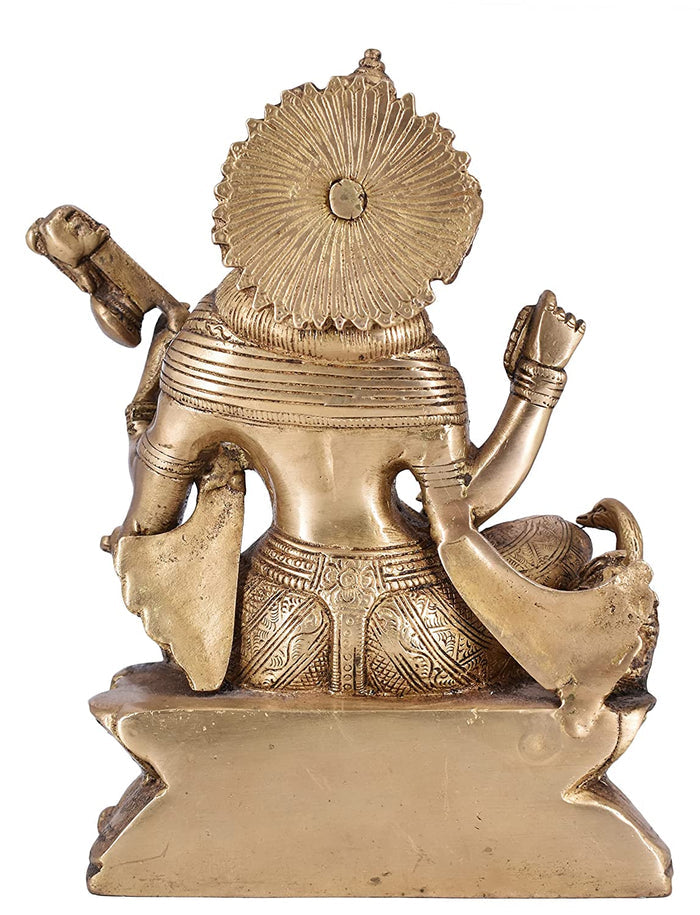 White Whale Maa Saraswati Brass Statue Religious Goddess Sculpture Idol Home Décor