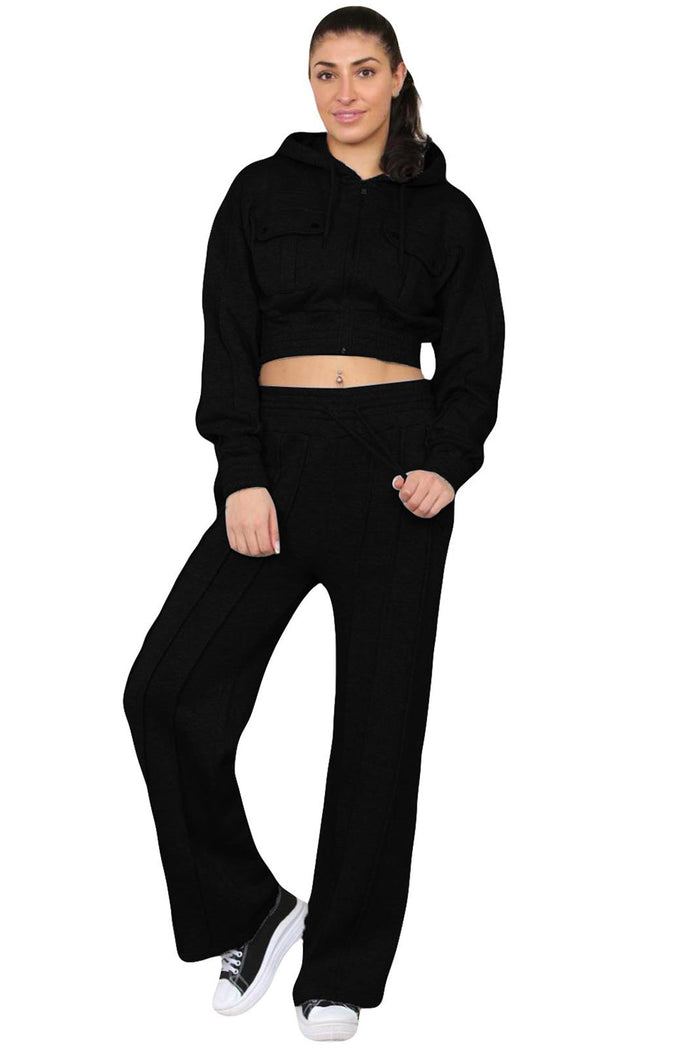 Women Zipper Crop Top Tracksuit 🇬🇧