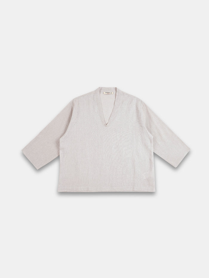 Women's Beige 100% Linen Regular Fit Blouse