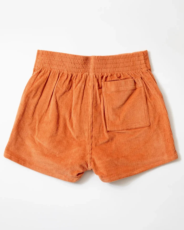 Women's Corduroy Solid Short Rust