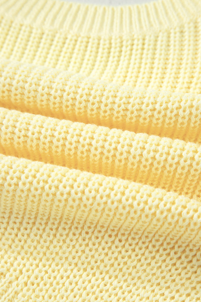 Yellow Cream Solid Color Cropped Knit Knot Back Cutout Sweater Tank 🇺🇸
