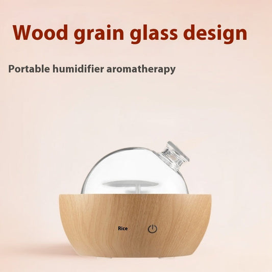 150ml Wood Grain Glass Mini Nebulizing Diffuser Ultrasonic Aroma Diffuser 🇨🇳