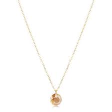 16" Necklace Gold- Reflection Small Charm- 12 December