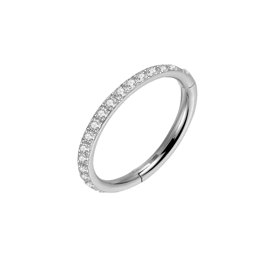 16g Silver CZ Outer Titanium Hinged Ring