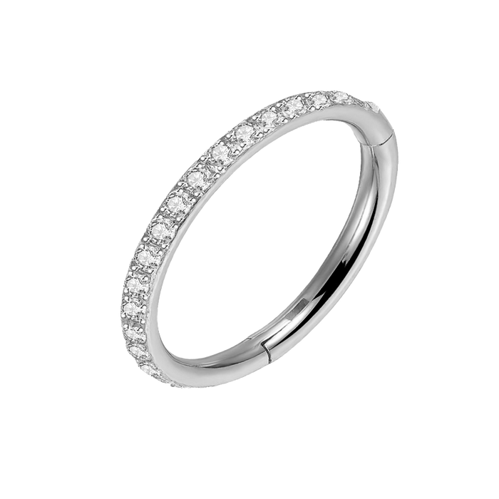 16g Silver CZ Outer Titanium Hinged Ring