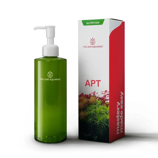 Green APT 1 / Zero liquid fertilizer bottle with pump dispenser and aquatic plant label