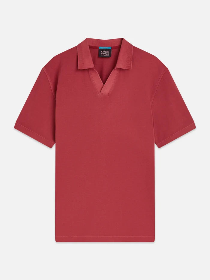 3 Crosses Pique Relaxed-Fit Garment-Dyed Polo Biking Red
