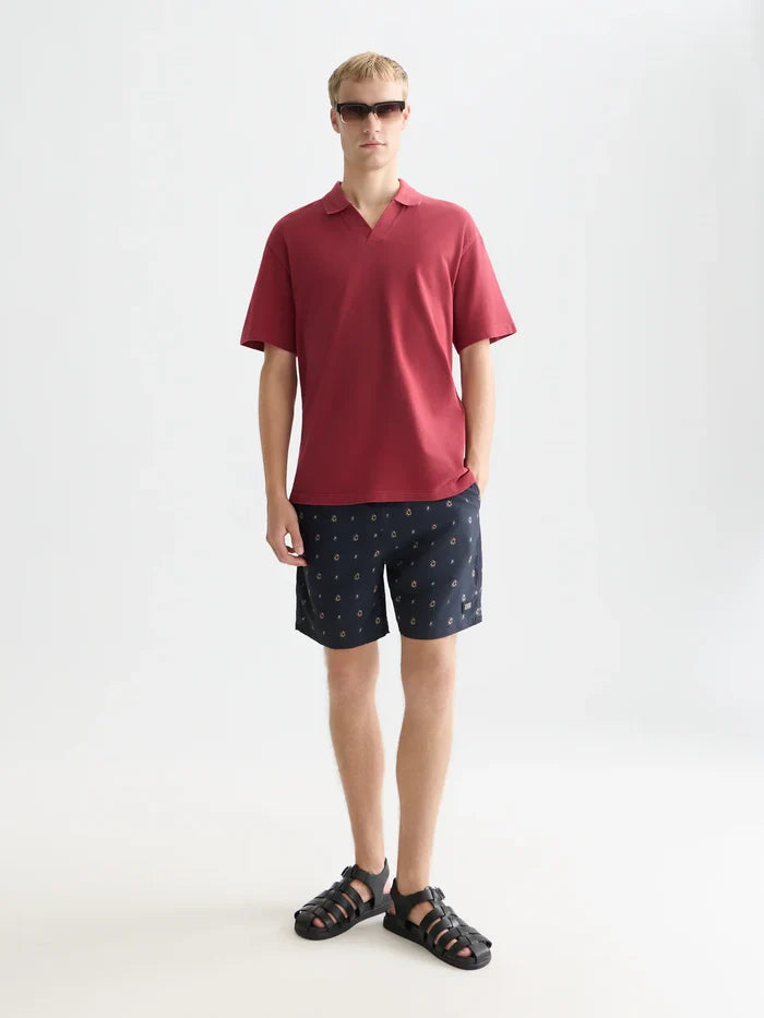 3 Crosses Pique Relaxed-Fit Garment-Dyed Polo Biking Red