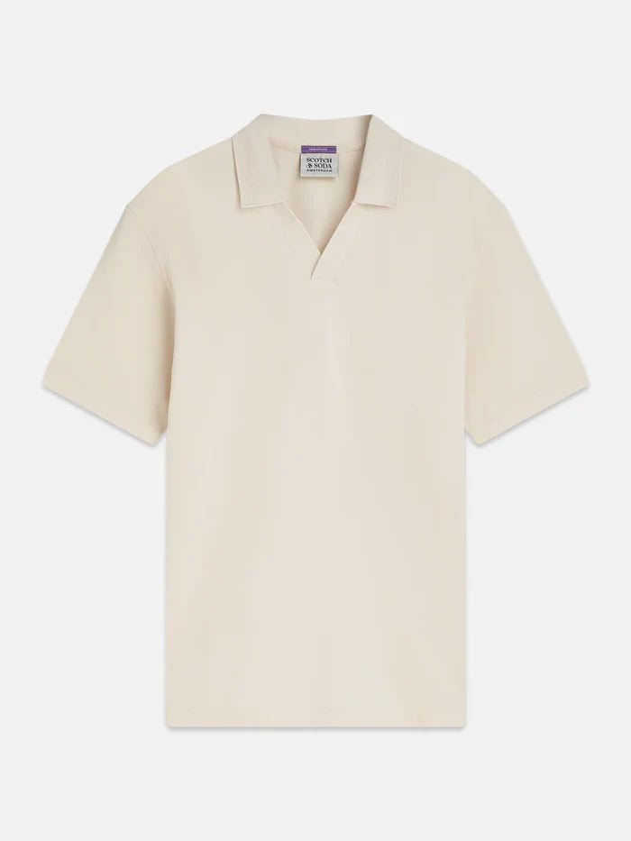 3 Crosses Pique Relaxed-Fit Garment-Dyed Polo Eggnog