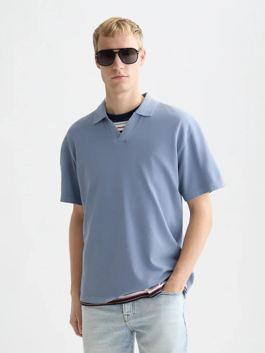 3 Crosses Pique Relaxed-Fit Garment-Dyed Polo Infinity