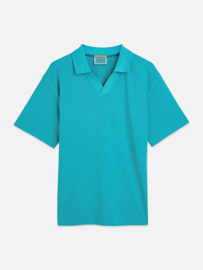 3 Crosses Pique Relaxed-Fit Garment-Dyed Polo Tahitian Teal