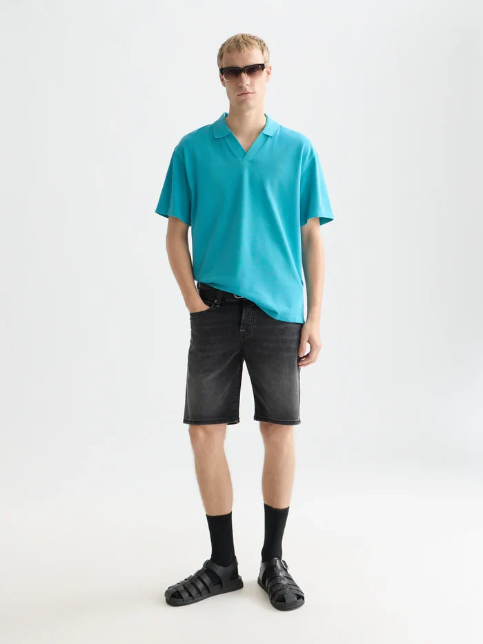 3 Crosses Pique Relaxed-Fit Garment-Dyed Polo Tahitian Teal