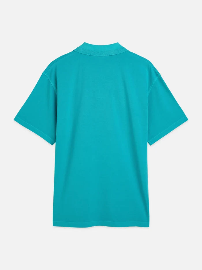 3 Crosses Pique Relaxed-Fit Garment-Dyed Polo Tahitian Teal
