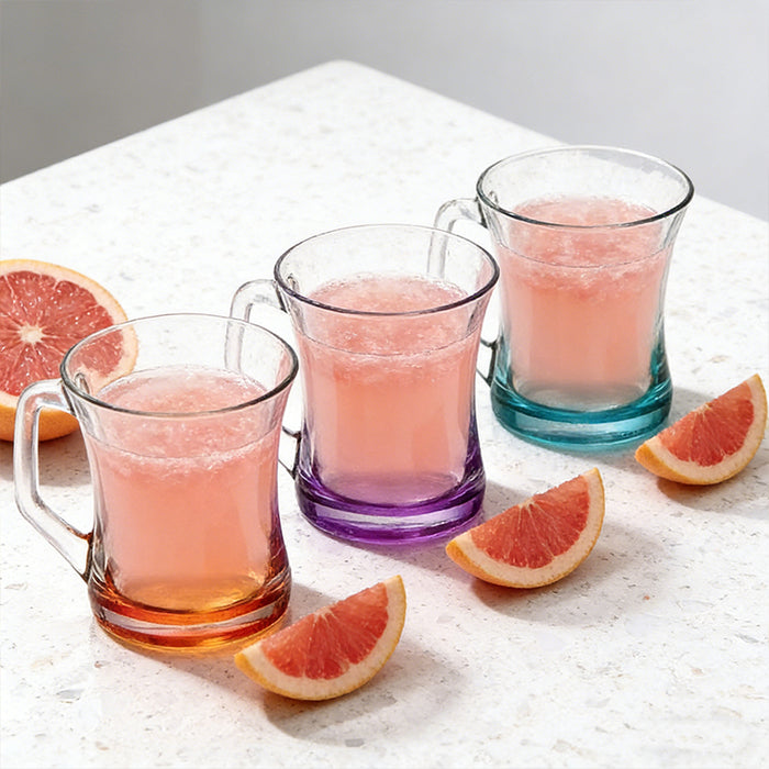3PCS Zen Coral Glass Tea Mug 225cc Clear Glass Cups Home Kitchen Random Colour 🇬🇧