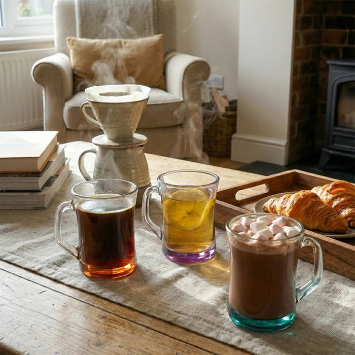 3PCS Zen Coral Glass Tea Mug 225cc Clear Glass Cups Home Kitchen Random Colour 🇬🇧